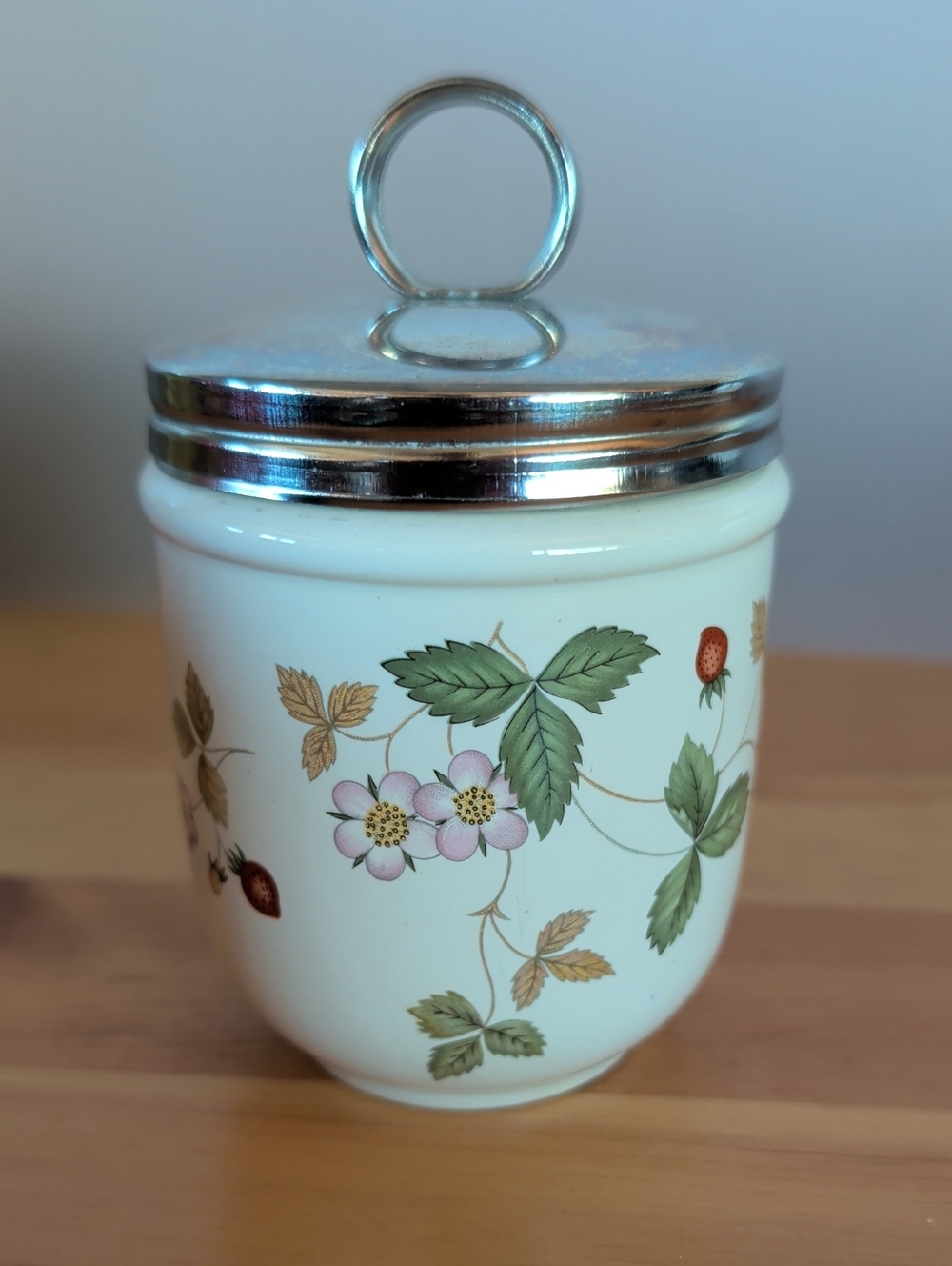 Wedgewood Egg Coddler. For 2 Eggs, Strawberry Pattern.